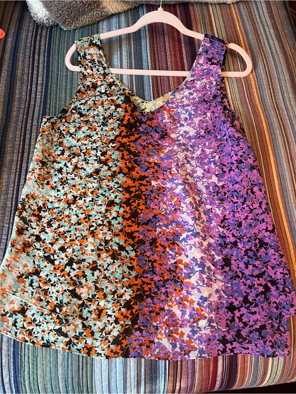 CAbi Floral Ombre Tank in Teal, Orange & Purple